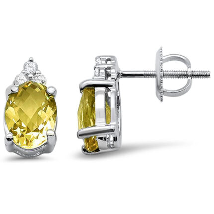 <span>GEMSTONE CLOSEOUT </span>! 2.29ct 10K White Gold Lemon Gemstone & Diamond Earrings