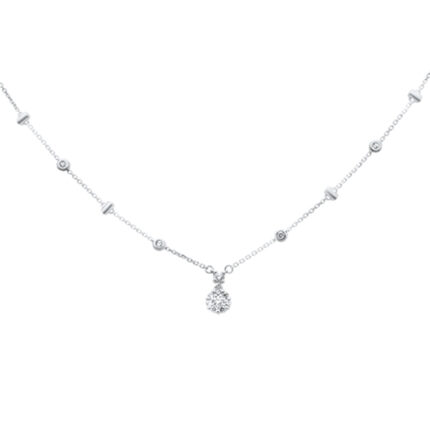 <span>DIAMOND CLOSEOUT! </span>.32ct G SI 14K White Gold Diamond Round Shaped Dia by the Yard Pendant Necklace